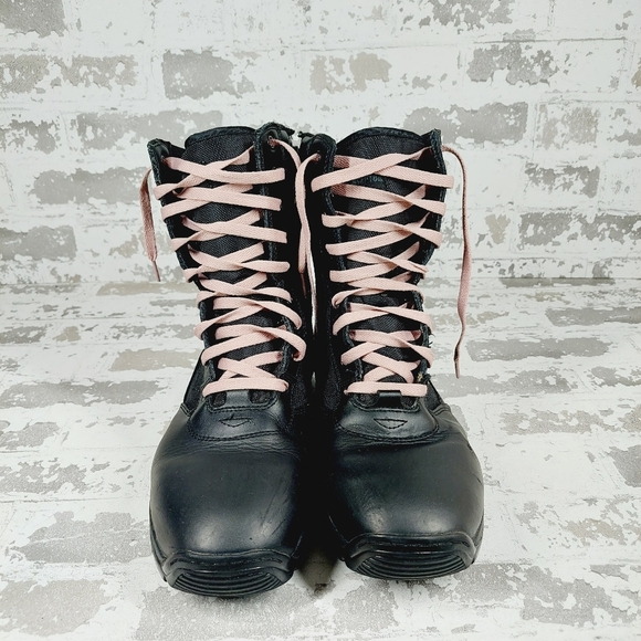 Interceptor Black Leather Tactical Lace Up Round Toe Boots V376 main image 10